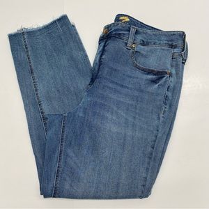 Seven7 Weekend Slim Fit Raw Edge Hem Medium Wash Denim Jeans Sz 16 W